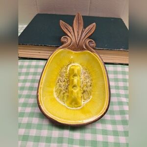 1963 Retro Pineapple Ashtray Treasure Craft Maui Hawaii Tiki Yellow Vintage #34